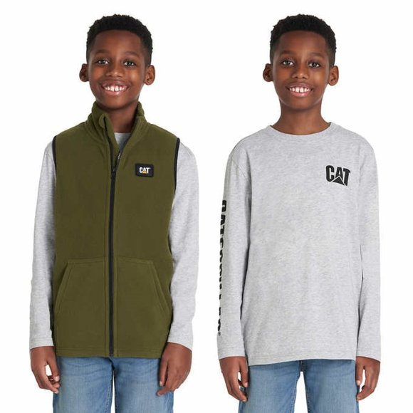 Caterpillar Youth Vest and Long Sleeve Tee - Picture 1 of 11
